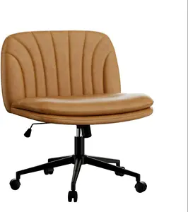 Swivel Office Chair without Armrest for Home Bedroom-Brown