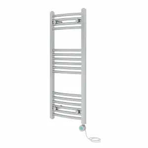 Rinse Bathrooms Electric Heated Towel Rail Curved Chrome Thermostatic Bathroom Towel Radiator with Timer - 1000x400mm