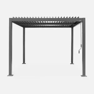 sweeek. 3x3m louvered aluminium pergola with adjustable slats Palace Anthracite 292x292x231 cm