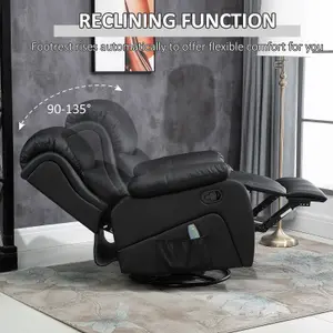 HOMCOM Massage Recliner Chair Manual Reclining Chair with Footrest Remote Black