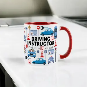 Driving Instructor Mug - Humourous Learner Driver Trades Funny Novelty Gift - Tea/Coffee Hot Drinks Red Ceramic Cup Present