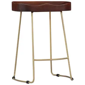 Fulbright Counter Stool with Metal Frame (Set of 2) Walnut / Gold / 62cm