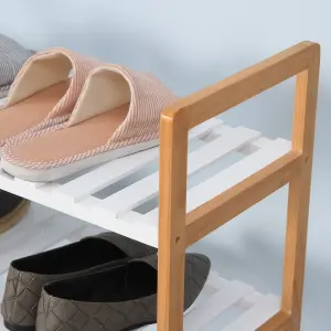 HOMCOM 4-Tier Shoe Rack Simple Home Storage w/ Wood Frame Boot Compartment Home