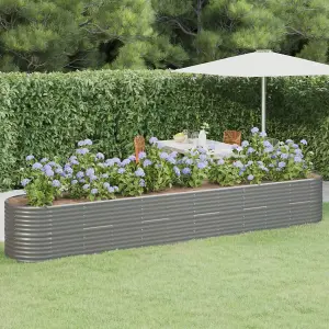 Berkfield Garden Planter Powder-coated Steel 440x80x68 cm Grey