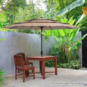 Costway 3 X 3M Patio Umbrella 3-Tier Double Vented Outdoor Crank Umbrella Market Table Umbrella