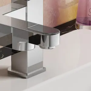 Nes Home Kento Square Bath Filler Mixer Tap Chrome