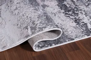 Onyx Modern Grunge Sprayed Abstract Area Rugs Silver 60x220 cm