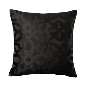 Catherine Lansfield Lattice Cut Velvet 43x43cm Cushion Black