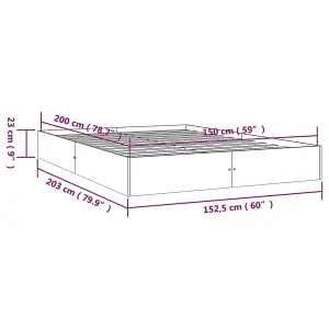 Berkfield Bed Frame Black Solid Wood 150x200 cm King Size