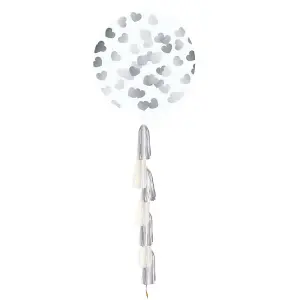 Globos Tel Hearts Confetti Balloon Clear/Silver (One Size)