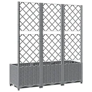 Berkfield Garden Planter with Trellis Light Grey 120x40x136 cm PP