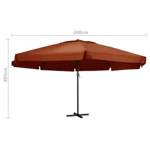 Berkfield Outdoor Parasol with Aluminium Pole 600 cm Terracotta