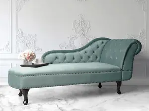 Right Hand Chaise Lounge Velvet Mint Green NIMES