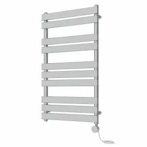 Rinse Bathrooms Flat Panel Electric Heated Towel Rail Touch Screen Timer Bathroom Radiator Prefilled Chrome 1000x600mm 600W