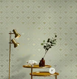 Holden Decor Honeycomb Bee Green Geometric and Insects Smooth Wallpaper