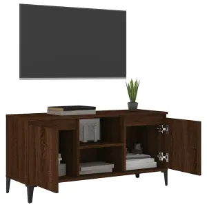 Berkfield TV Cabinet with Metal Legs Brown Oak 103.5x35x50 cm