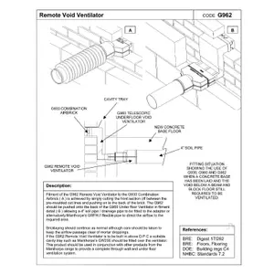 Remote Void Sleeve for Underfloor Adjustable Telescopic Vents & Air Bricks G962