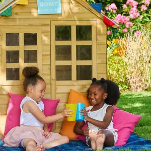 Foxglove Cottage Playhouse with Early Fun Mud Kitchen Accessory and Shutters - FSC certified