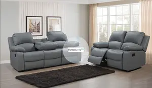 Valencia Grey Leather Recliner Sofa 3+2 Seater Suite