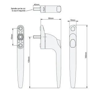 EAI Locking Window Handle Yale Universal uPVC Original Inline Trojan Sparta Quartus