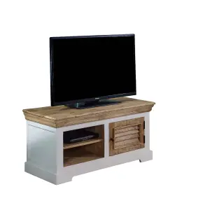 Breo Solid Mango Wood Small Tv Cabinet White