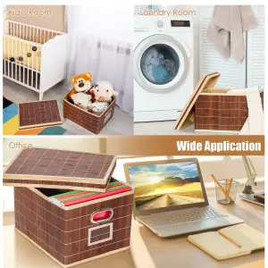 Costway 2 PCS Folding Bamboo Woven Square Storage Bin