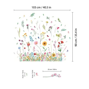 Walplus Watercolour Wildflower Meadow Window Clings Rooms Décor