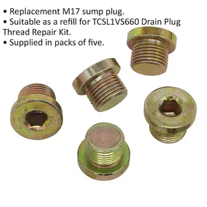 5 Pack M17 Sump Plug Replacement for ys11054 Drain Plug Repair Kit