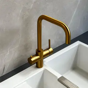 Liquida EBT311BG 3 In 1 Brushed Gold Kitchen Instant Boiling Hot Water Tap