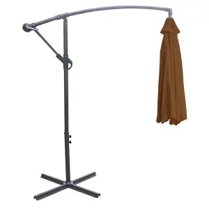 SunDaze 3M Coffee Cantilever Garden Banana Parasol with Adjustable Crank Patio Shade