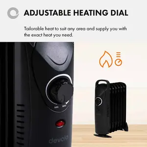 Mini Oil Filled Radiator Low Energy Electric Heater 600W Black