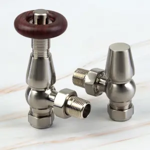 Chelsea Thermostatic Radiator Valves Satin Nickel (Pair)