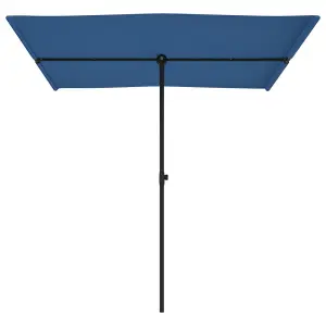 Berkfield Outdoor Parasol with Aluminium Pole 2x1.5 m Azure Blue