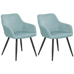 Set of 2 Dining Chairs CASMALIA Velvet Light Blue