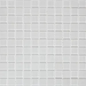 Glina White Gloss & matt Glass effect Flat Glass Mosaic tile sheet, (L)300mm (W)300mm