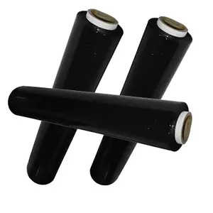 12 x 400mm Black Strong Plastic Cling Film Protective Pallet Shrink Wrap Rolls