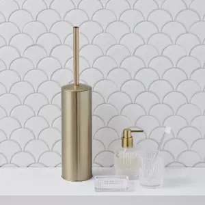 GoodHome Cavalla Steel Gold effect Toilet brush & holder