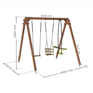 Pierre Infant & Child Triple Wooden Swing Set