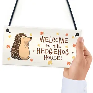 Welcome Hedgehog Sign Hanging Garden Shed Plaque Hedgehog Gift Family Gift Home Decor Plaque