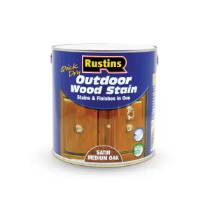 Rustins Quick Dry Outdoor Wood Stain satin - Medium Oak 2.5ltr