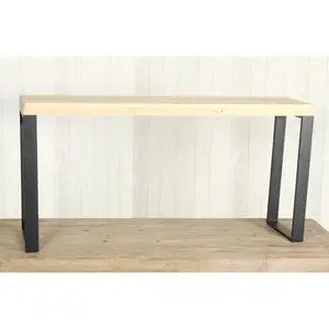 Armelle Wood Bench Oak/Black / 46cm H x 92cm W x 24cm D