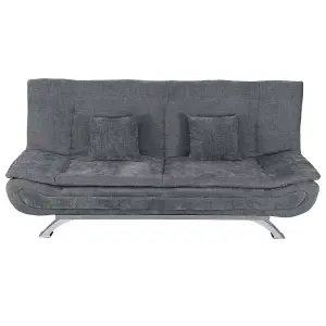 2 Seat Grey Fabric Sofa Bed Loveseat Couch Shell Shaped Recliner Sleeper with 2 Pillows