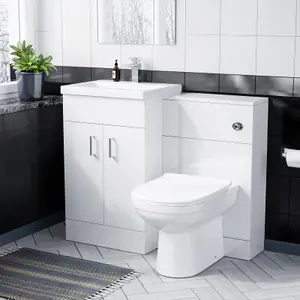 Nes Home Nanuya 500mm Vanity Basin, WC Unit & Elso Back to Wall Toilet Pan