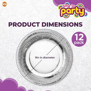 12pk Silver Paper Plates 9 Inch Silver Party Plates for All Occasions Silver Plate for Christmas Birthday Silver Disposable Plates