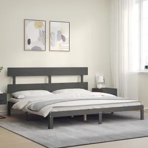 Berkfield Bed Frame with Headboard Grey 200x200 cm Solid Wood