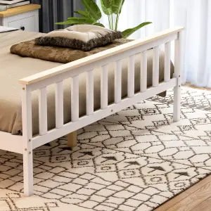 Vida Designs Milan White & Pine 5ft King Size Wooden Bed Frame - High Foot End