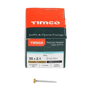 Timco - Polymer Headed Pins - A4 Stainless Steel - Oak (Size 30mm - 250 Pieces)