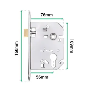 AFIT Satin Chrome Euro Profile Sashlock - Case 76mm 57mm Backset