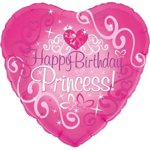 Oaktree Princess Holographic Happy Birthday Foil Balloon Pink (One Size)