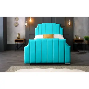 Nelson Plush Velvet Teal Bed Frame